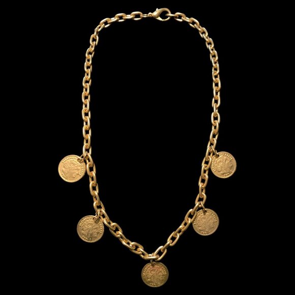 Alexander The Great 327 BC Gold Tone Coin Chain Necklace, 18.5" - Picture 2 of 7